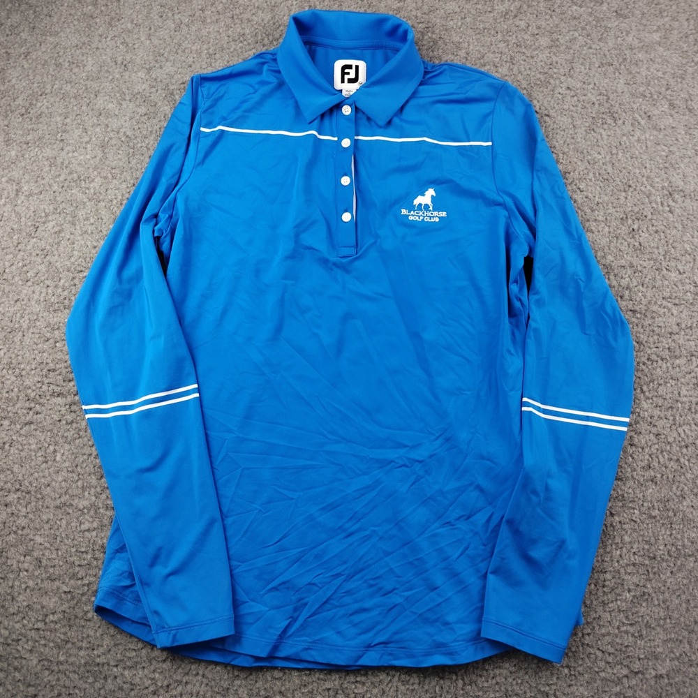 FootJoy Polo Sz Medium Womens Blackhorse Golf Club Blue Long Sleeve EUC